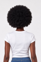 Back view of Bohn Jsell Illusion Corset Tee showing plain white cropped T-shirt on model